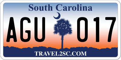 SC license plate AGU017