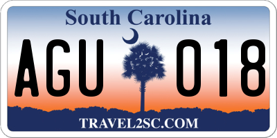 SC license plate AGU018
