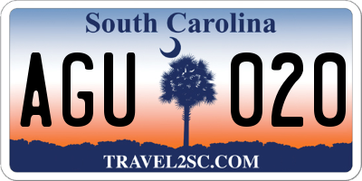 SC license plate AGU020