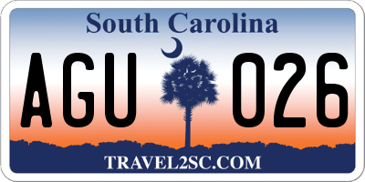 SC license plate AGU026