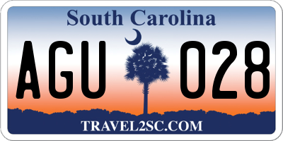 SC license plate AGU028