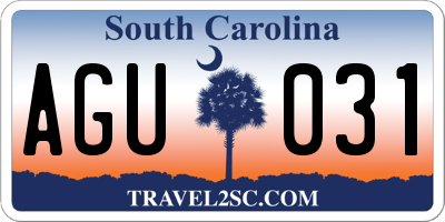 SC license plate AGU031