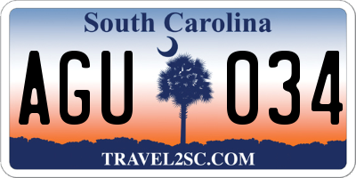 SC license plate AGU034