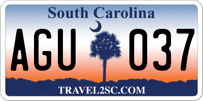 SC license plate AGU037