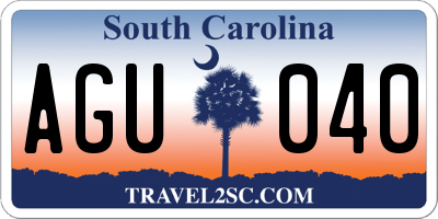 SC license plate AGU040
