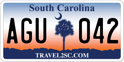 SC license plate AGU042