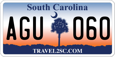 SC license plate AGU060