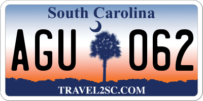 SC license plate AGU062
