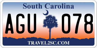 SC license plate AGU078