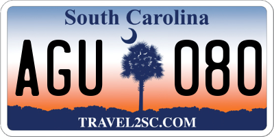 SC license plate AGU080