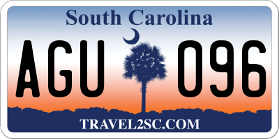 SC license plate AGU096