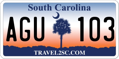 SC license plate AGU103