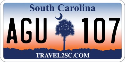 SC license plate AGU107