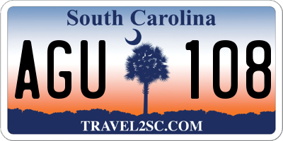 SC license plate AGU108