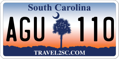 SC license plate AGU110