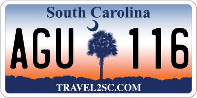 SC license plate AGU116