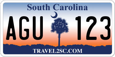 SC license plate AGU123