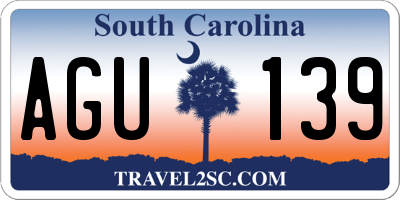 SC license plate AGU139
