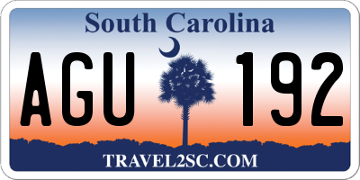 SC license plate AGU192