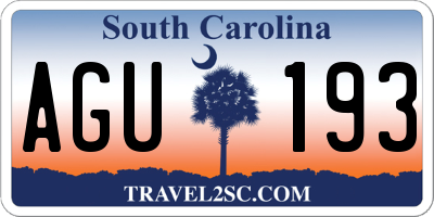 SC license plate AGU193