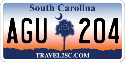 SC license plate AGU204