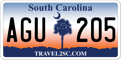 SC license plate AGU205