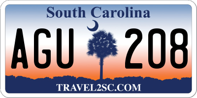 SC license plate AGU208