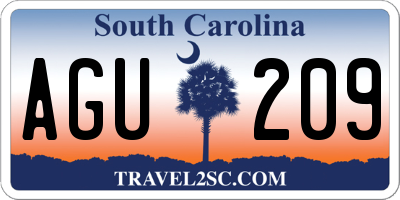 SC license plate AGU209