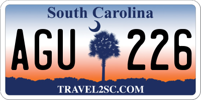 SC license plate AGU226