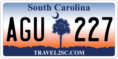 SC license plate AGU227