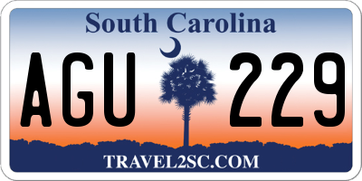SC license plate AGU229