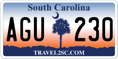 SC license plate AGU230