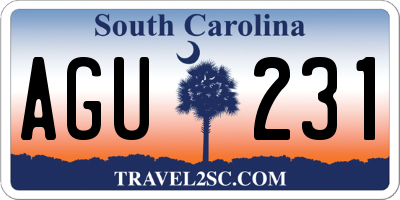 SC license plate AGU231
