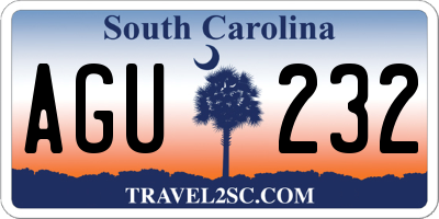 SC license plate AGU232