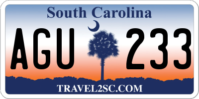 SC license plate AGU233