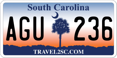 SC license plate AGU236