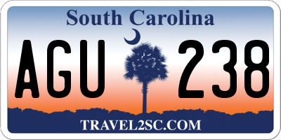SC license plate AGU238
