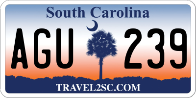 SC license plate AGU239