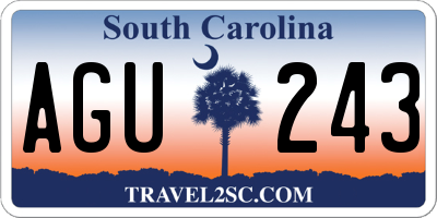 SC license plate AGU243