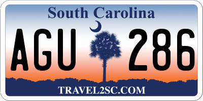 SC license plate AGU286