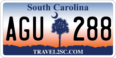 SC license plate AGU288