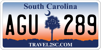 SC license plate AGU289