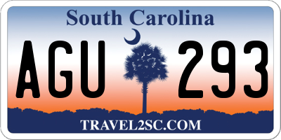 SC license plate AGU293