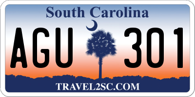 SC license plate AGU301