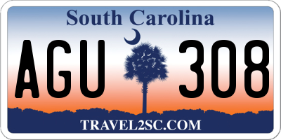 SC license plate AGU308