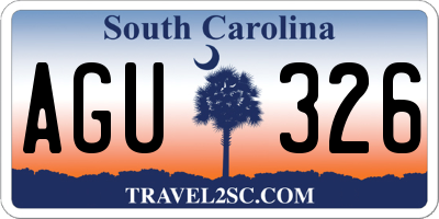 SC license plate AGU326