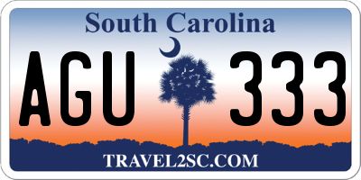 SC license plate AGU333