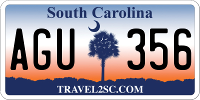 SC license plate AGU356