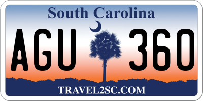 SC license plate AGU360