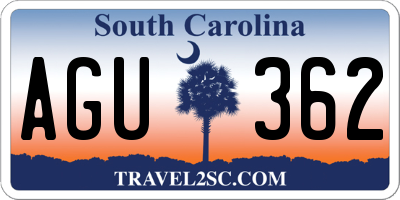 SC license plate AGU362